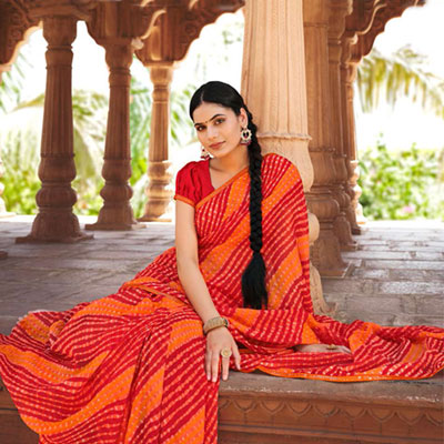 "Fancy Silk Saree Seymore Kesaria -11372 - Click here to View more details about this Product